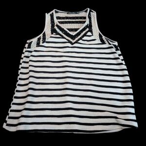 Doe & Rae Black and White Striped Tank Top